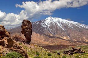 teide snow volcano rocks